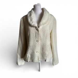 Jessica Howard size 14 fur collar white Jacket